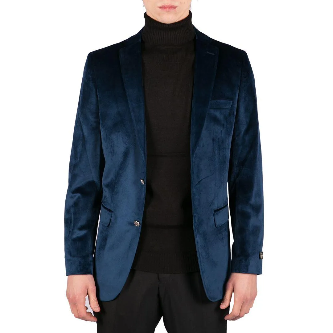 Mens Velvet Blazer Suit Jacket 2 Button Dinner Smart Casual Formal Tailored Fit