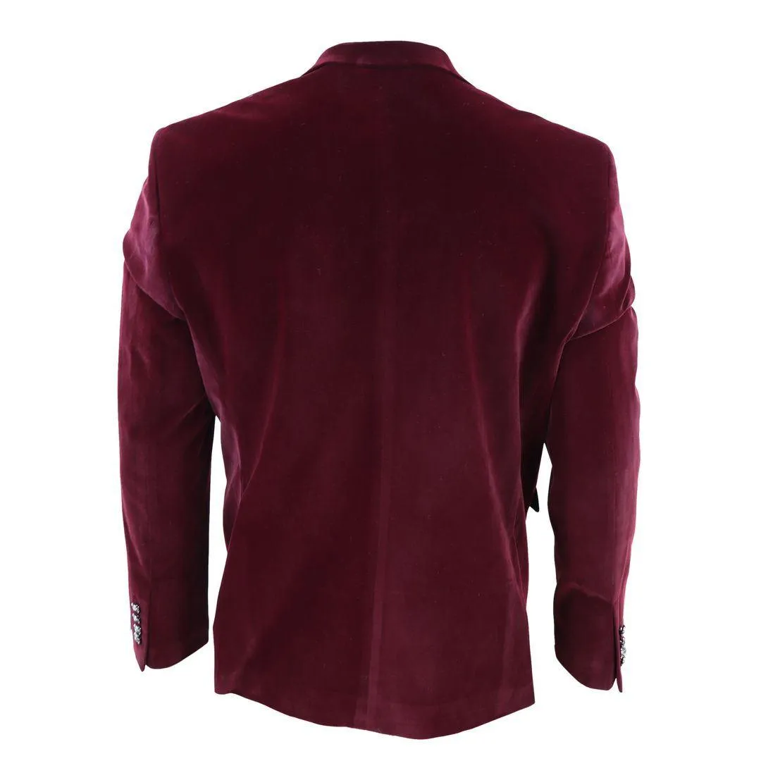 Mens Velvet Blazer Suit Jacket 2 Button Dinner Smart Casual Formal Tailored Fit