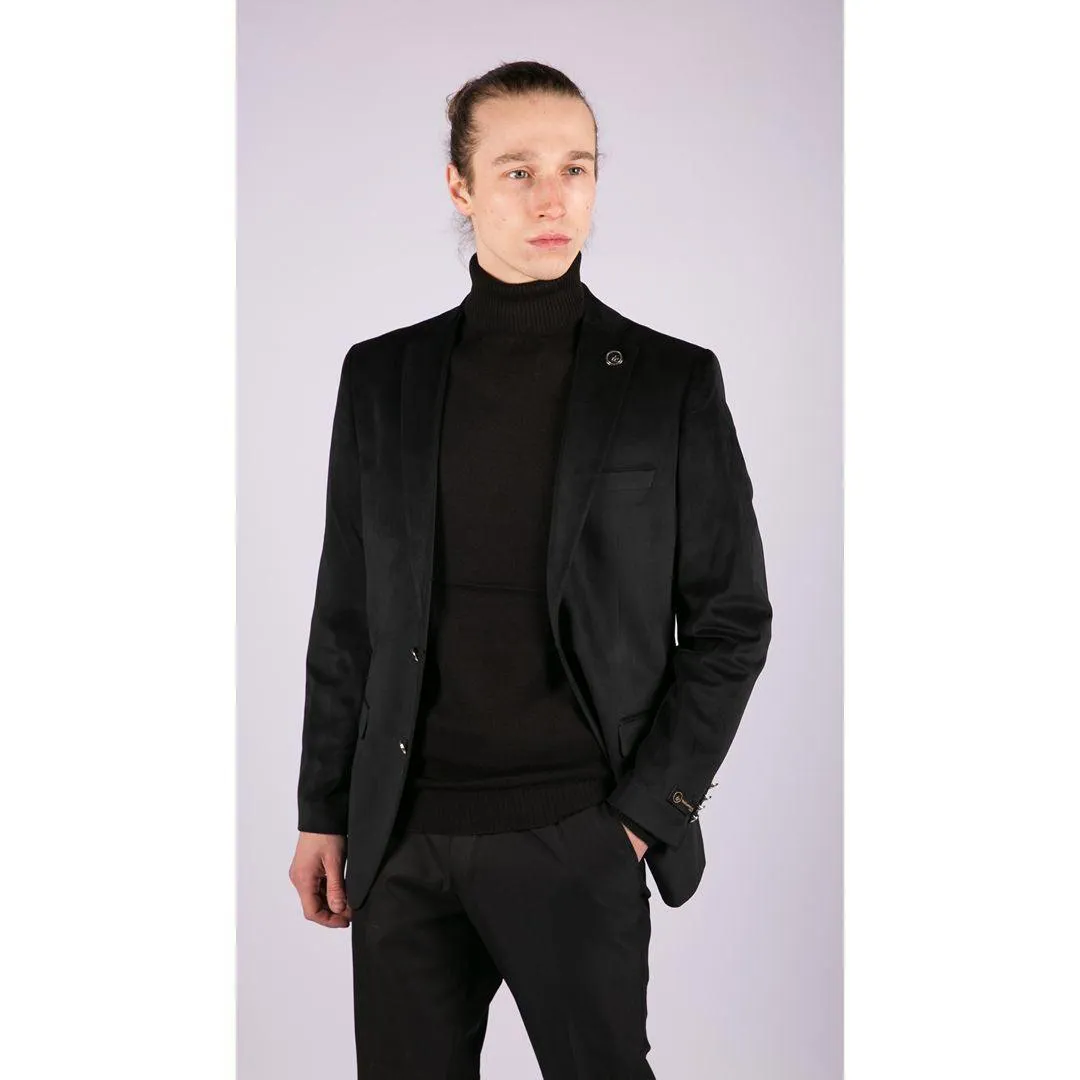 Mens Velvet Blazer Suit Jacket 2 Button Dinner Smart Casual Formal Tailored Fit
