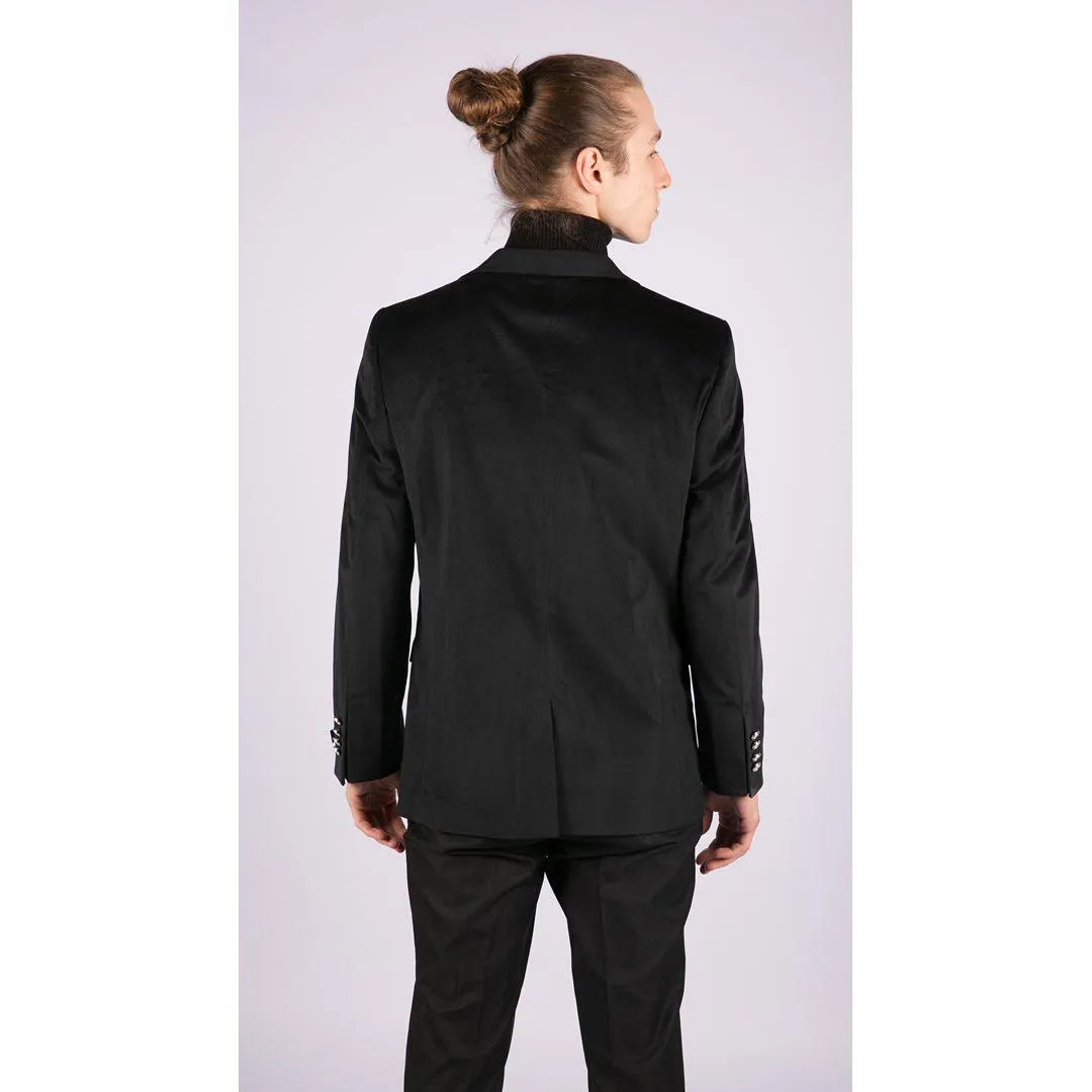 Mens Velvet Blazer Suit Jacket 2 Button Dinner Smart Casual Formal Tailored Fit