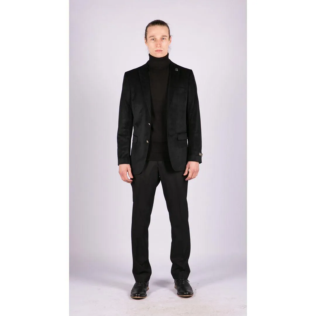 Mens Velvet Blazer Suit Jacket 2 Button Dinner Smart Casual Formal Tailored Fit