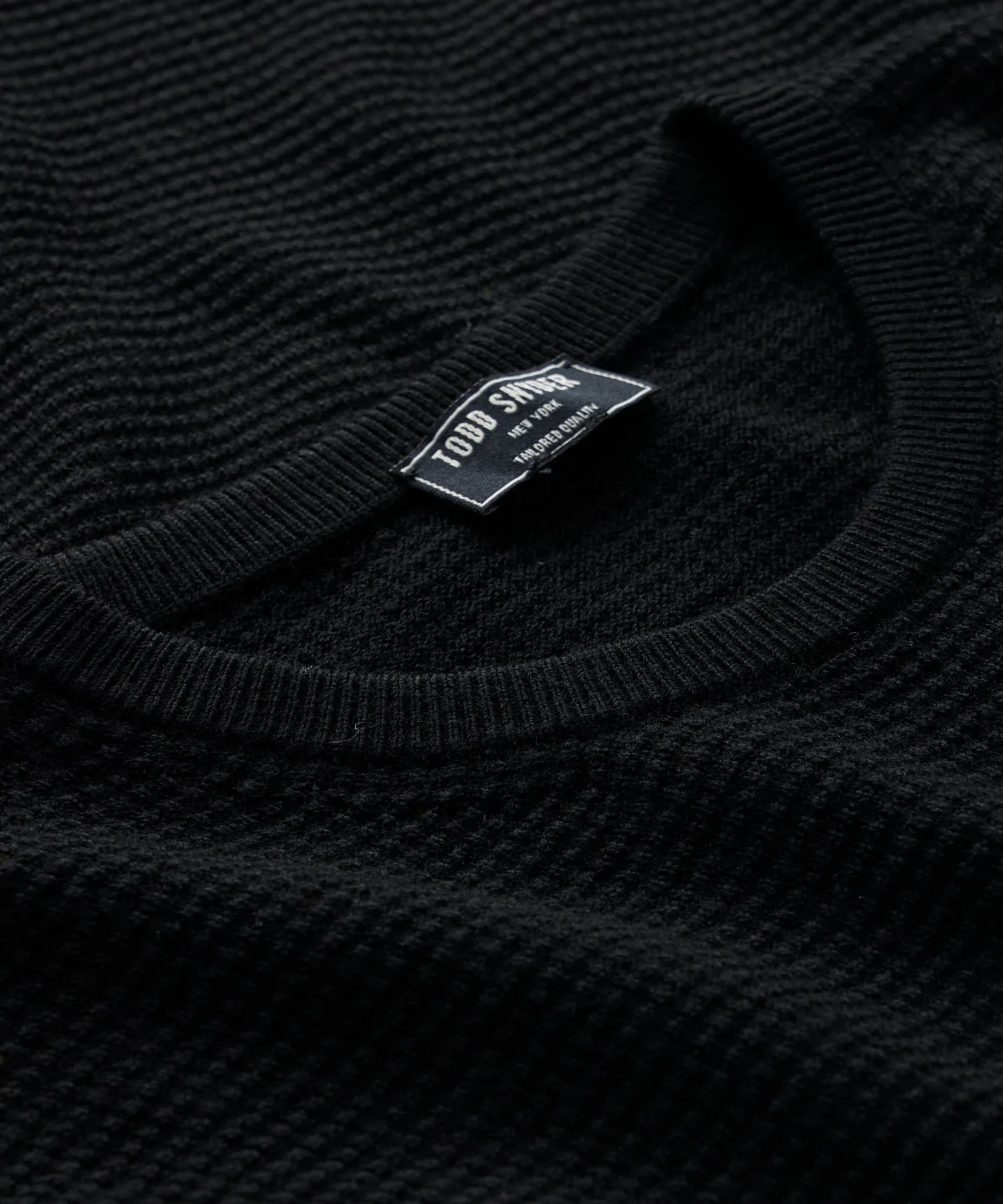 Merino Waffle Crew in Black