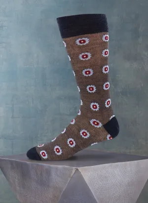 Merino Wool Large Oxford Flower Sock in Denim