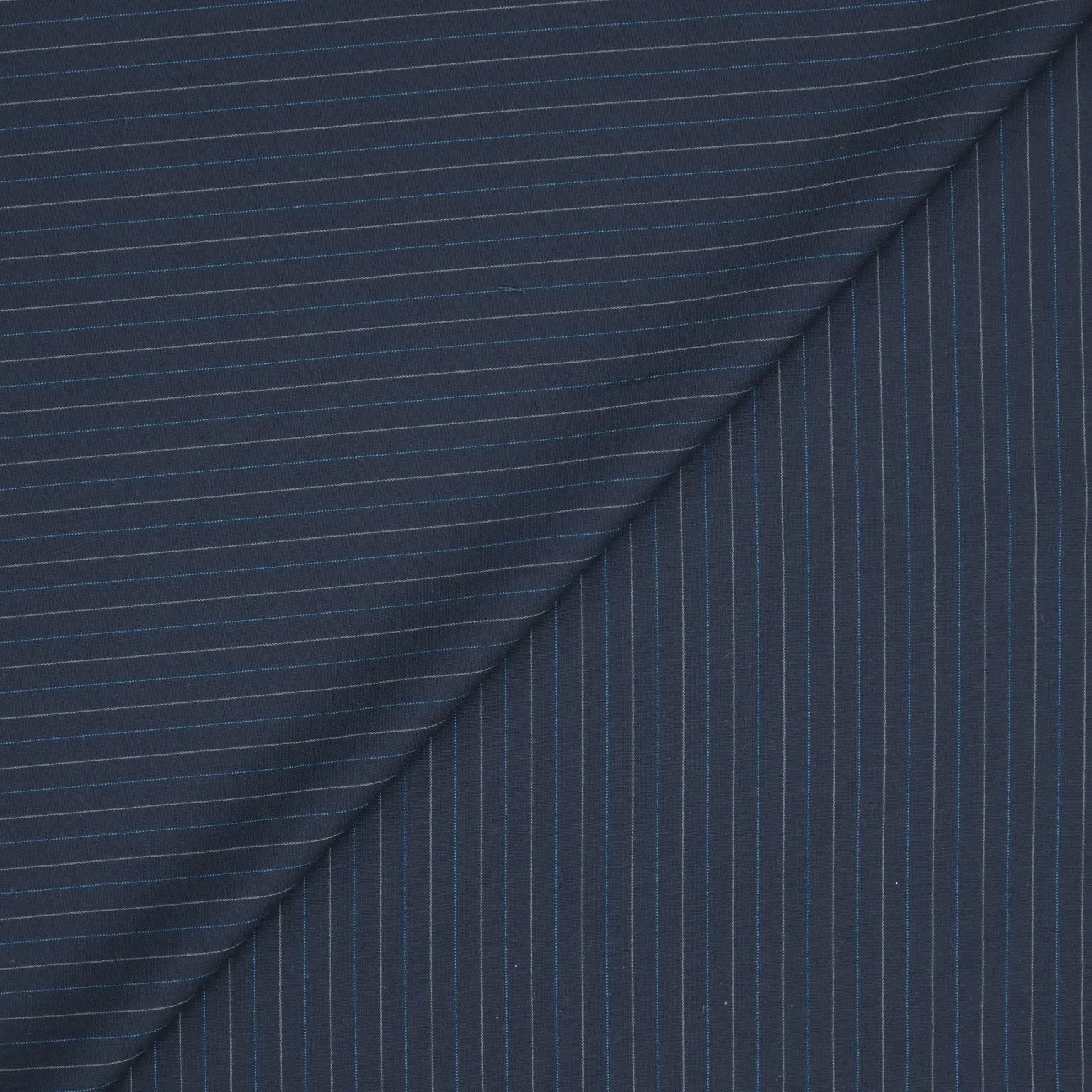 Navy Blue with Beige Stripes Wool Suiting Fabric
