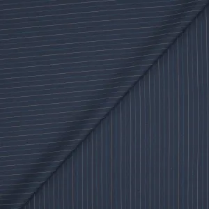 Navy Blue with Beige Stripes Wool Suiting Fabric
