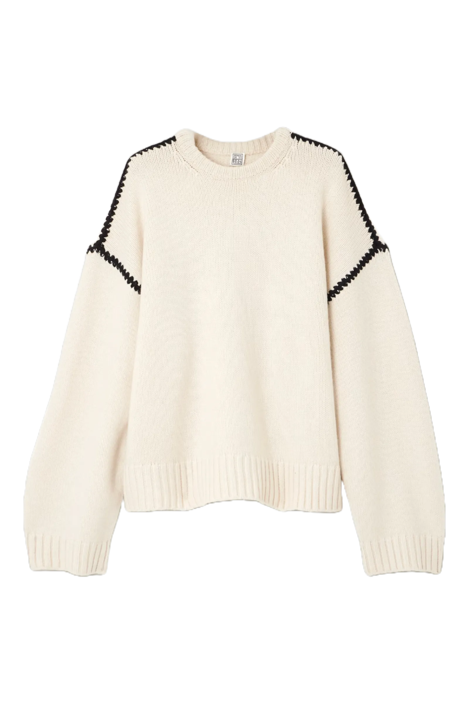 Oversized whipstitched wool, cashmere and cotton-blend sweater