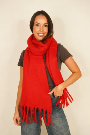 Polly Tassel Scarf In Red
