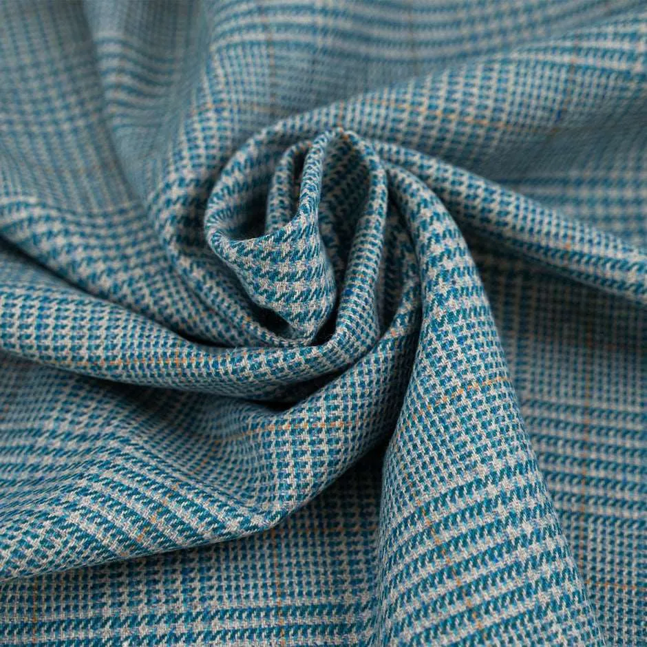 Prince of Wales light blue wool blend - Sample