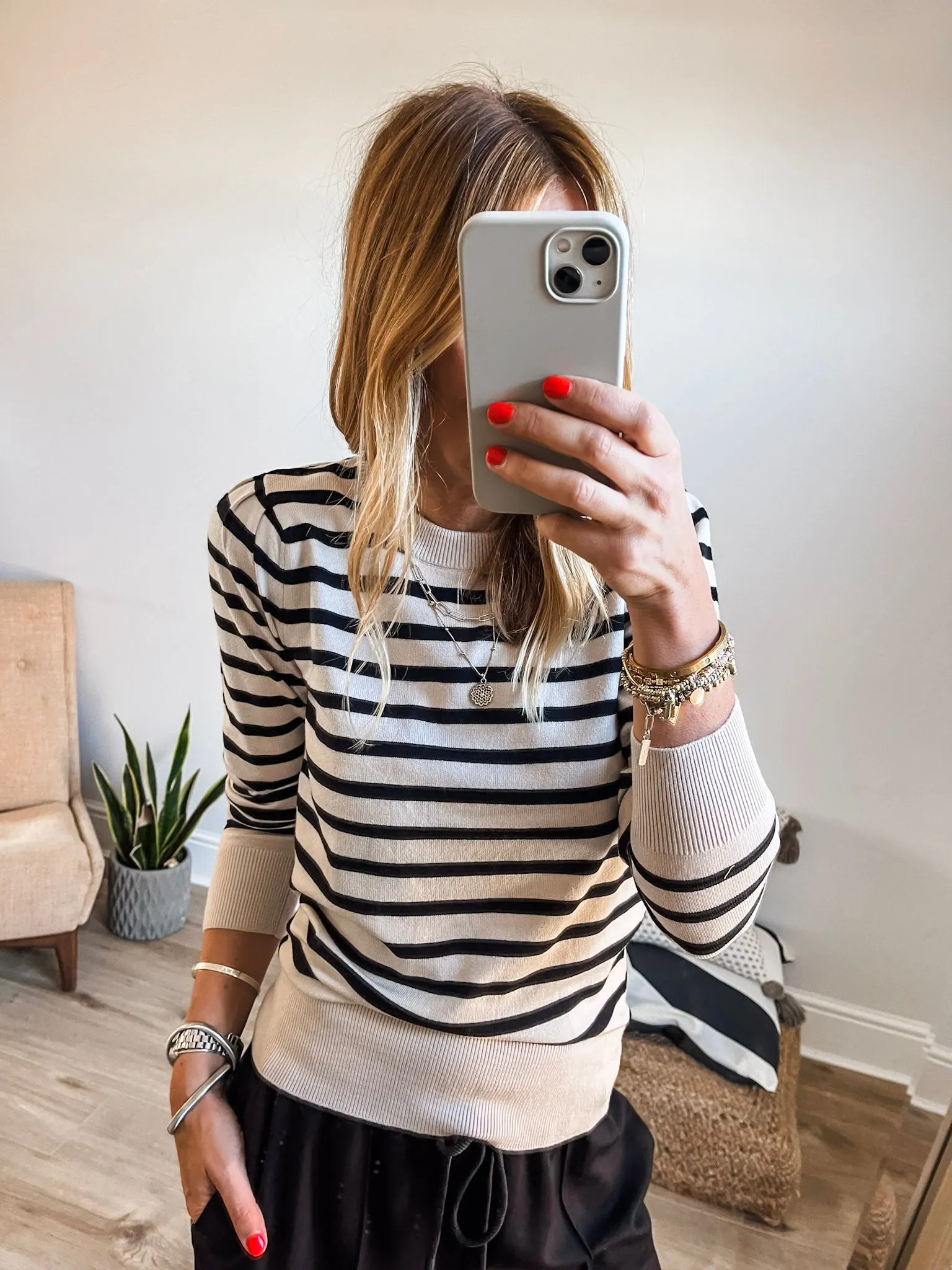 Saint Tropez Round Neck Striped Jumper PREMIUM BRAND