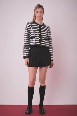 Sequin Striped Knit Cardigan