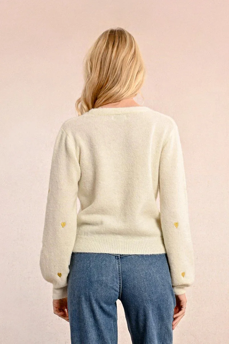 Short V Neck Cardigan - Off White