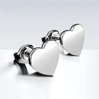 Silver Heart Stud Earrings