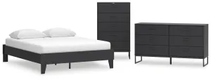 Socalle Queen Platform Bed with Dresser and Chest in Black