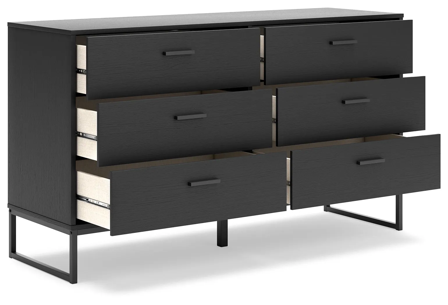 Socalle Queen Platform Bed with Dresser and Chest in Black