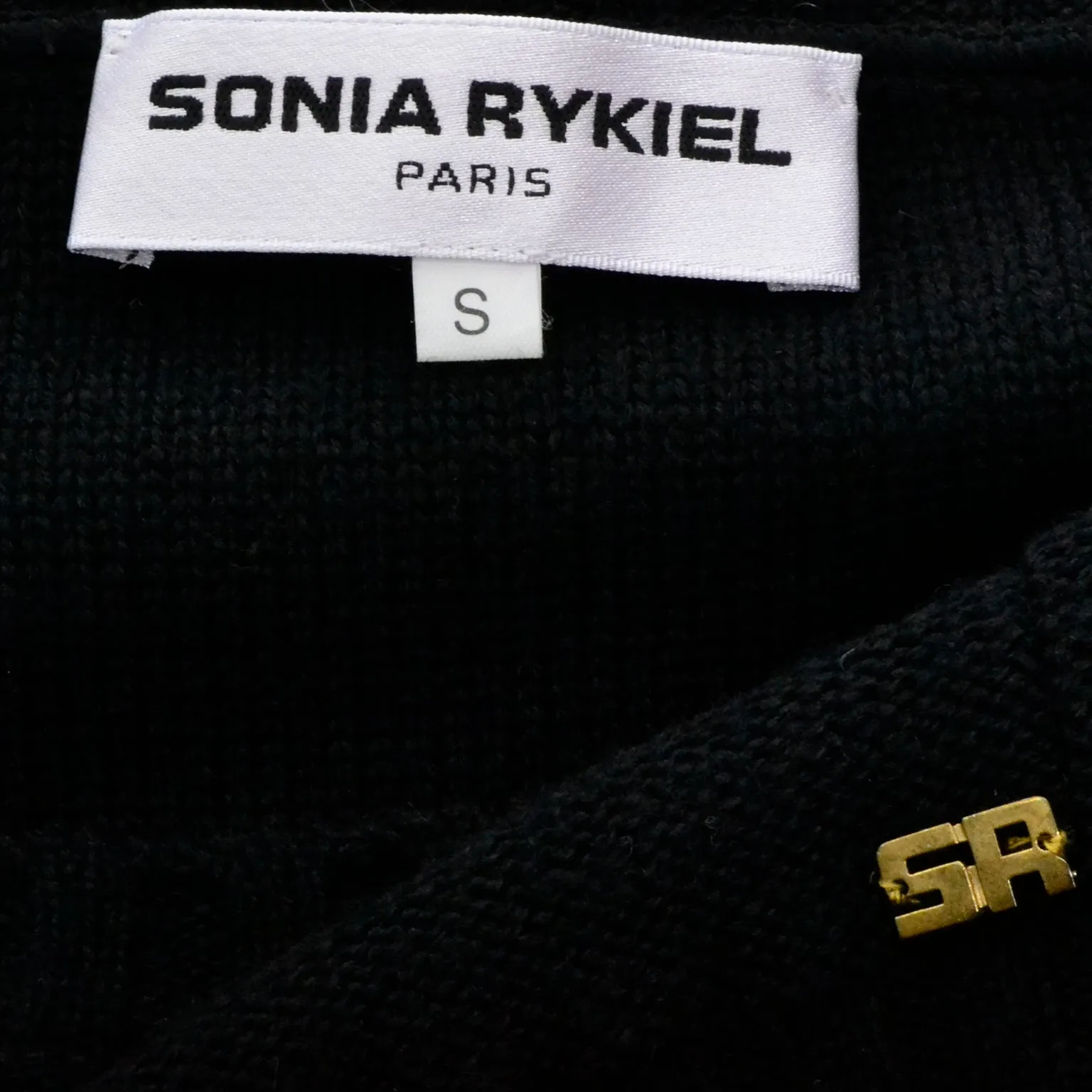 Sonia Rykiel Black Wool Sweater With Sequin Raglan Peek a Boo Sleeves