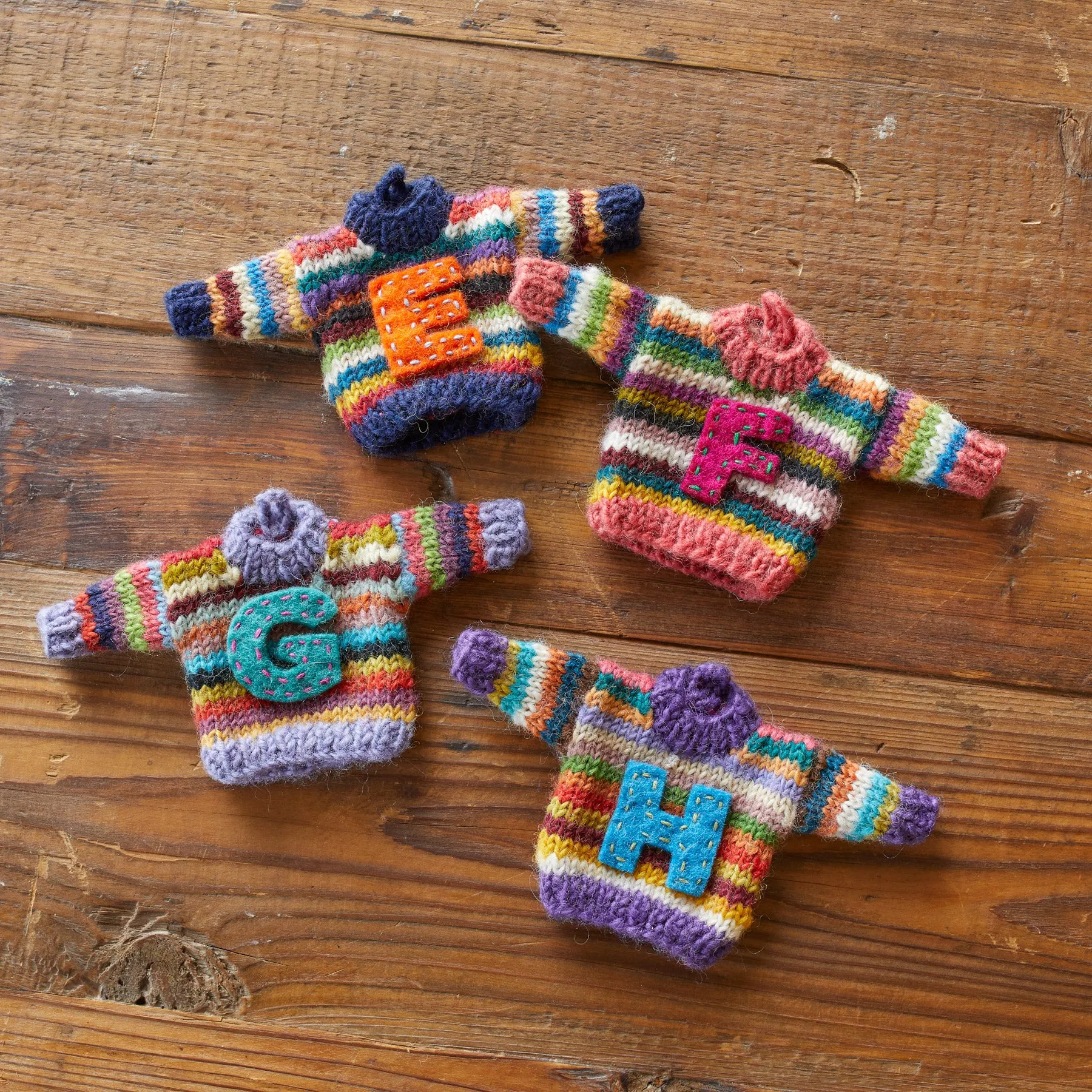 Striped Initial Sweater Ornament