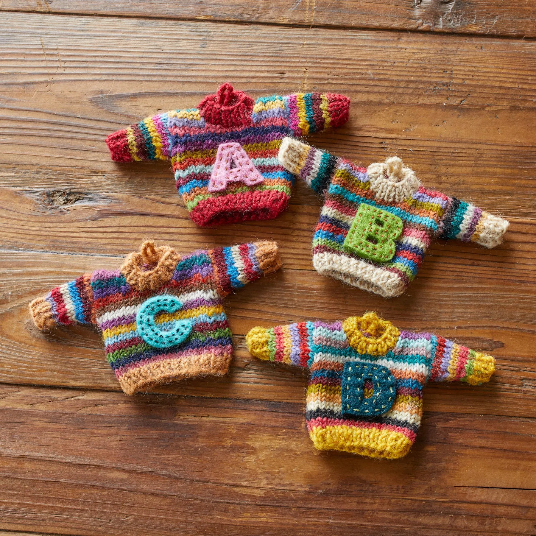 Striped Initial Sweater Ornament