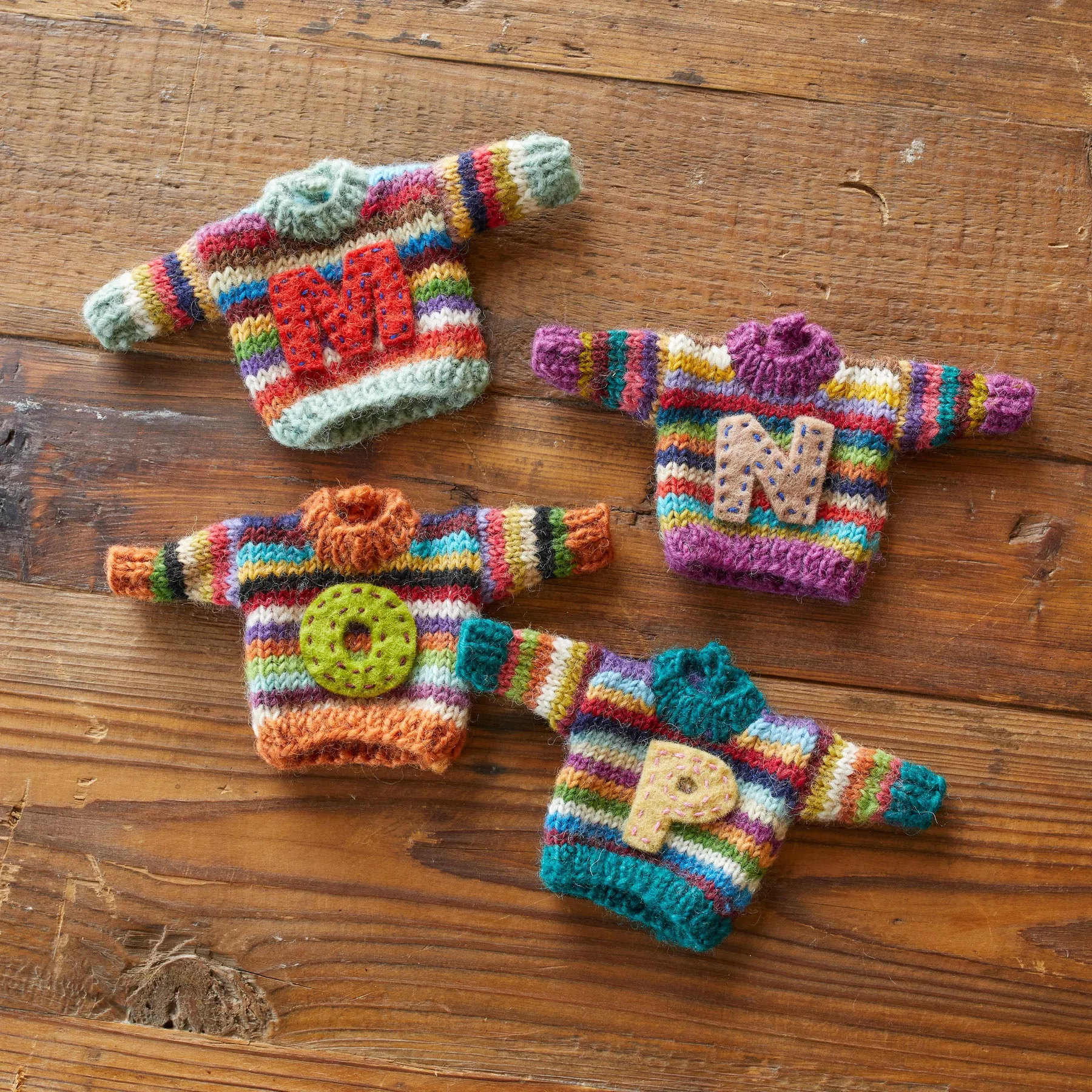 Striped Initial Sweater Ornament
