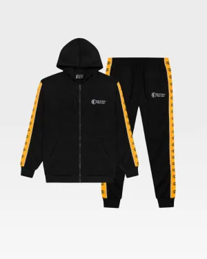 Striped Sleeve Track Suit in Black & Yellow