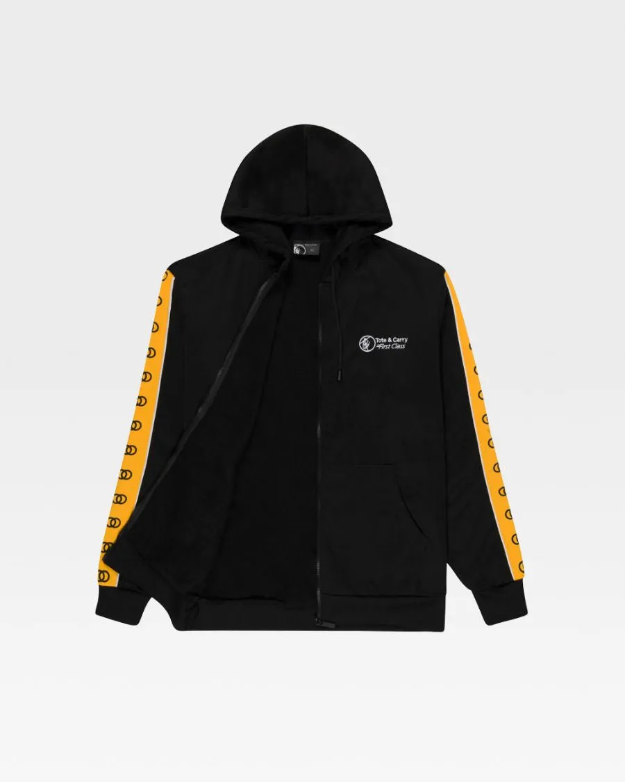 Striped Sleeve Track Suit in Black & Yellow