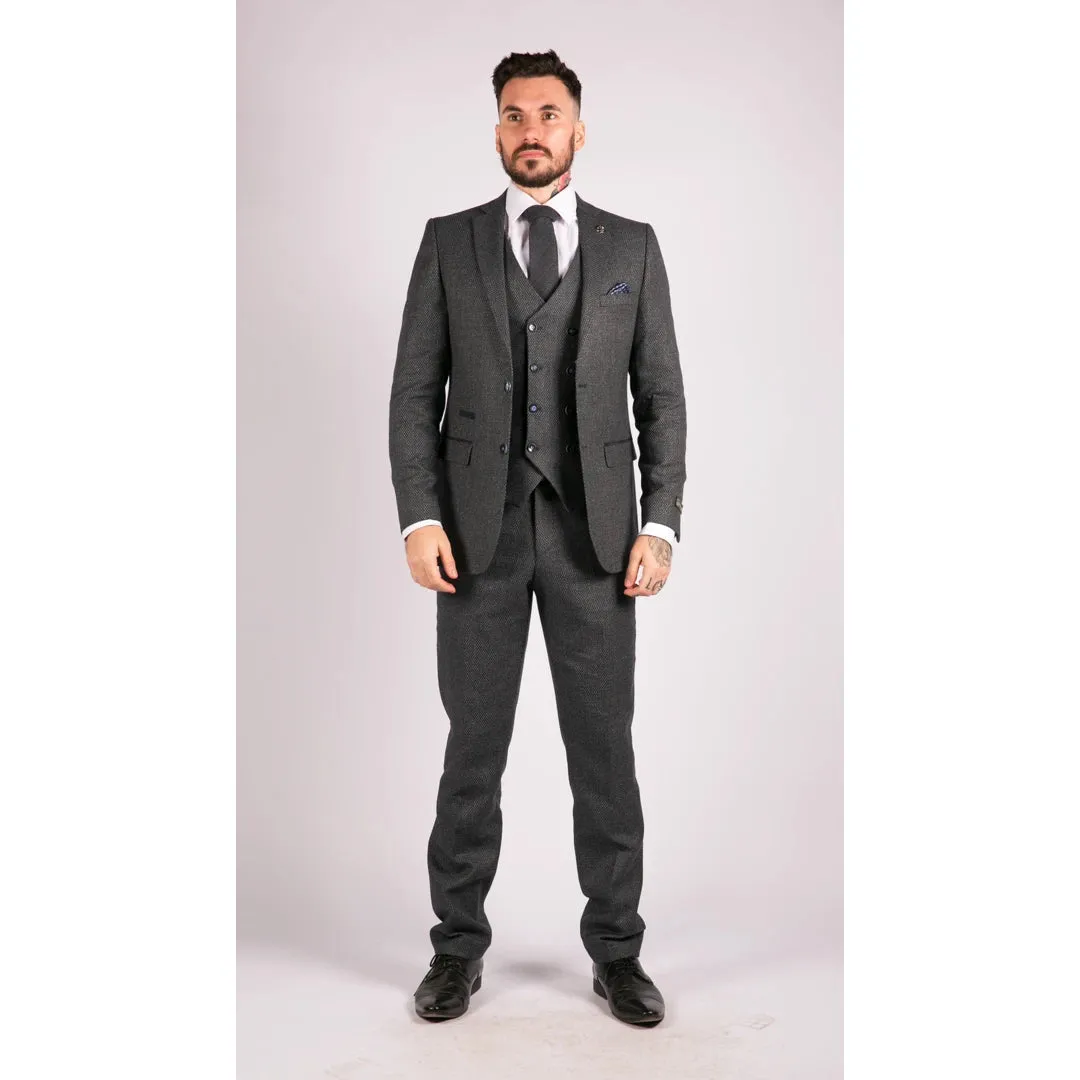 STZ30 - Men's Wool 3 Piece Suit Double Breasted Waistcoat Tweed 1920s