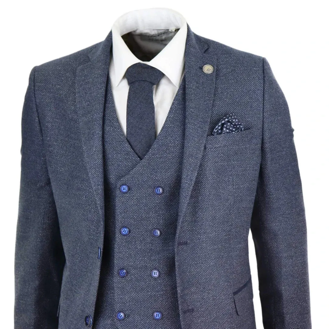 STZ30 - Men's Wool 3 Piece Suit Double Breasted Waistcoat Tweed 1920s