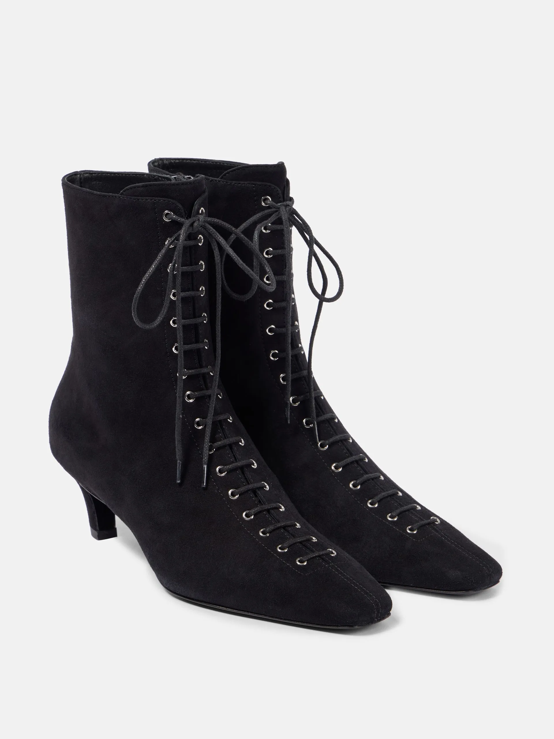 Suede lace-up ankle boots