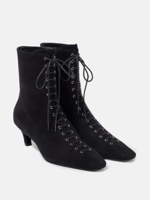 Suede lace-up ankle boots