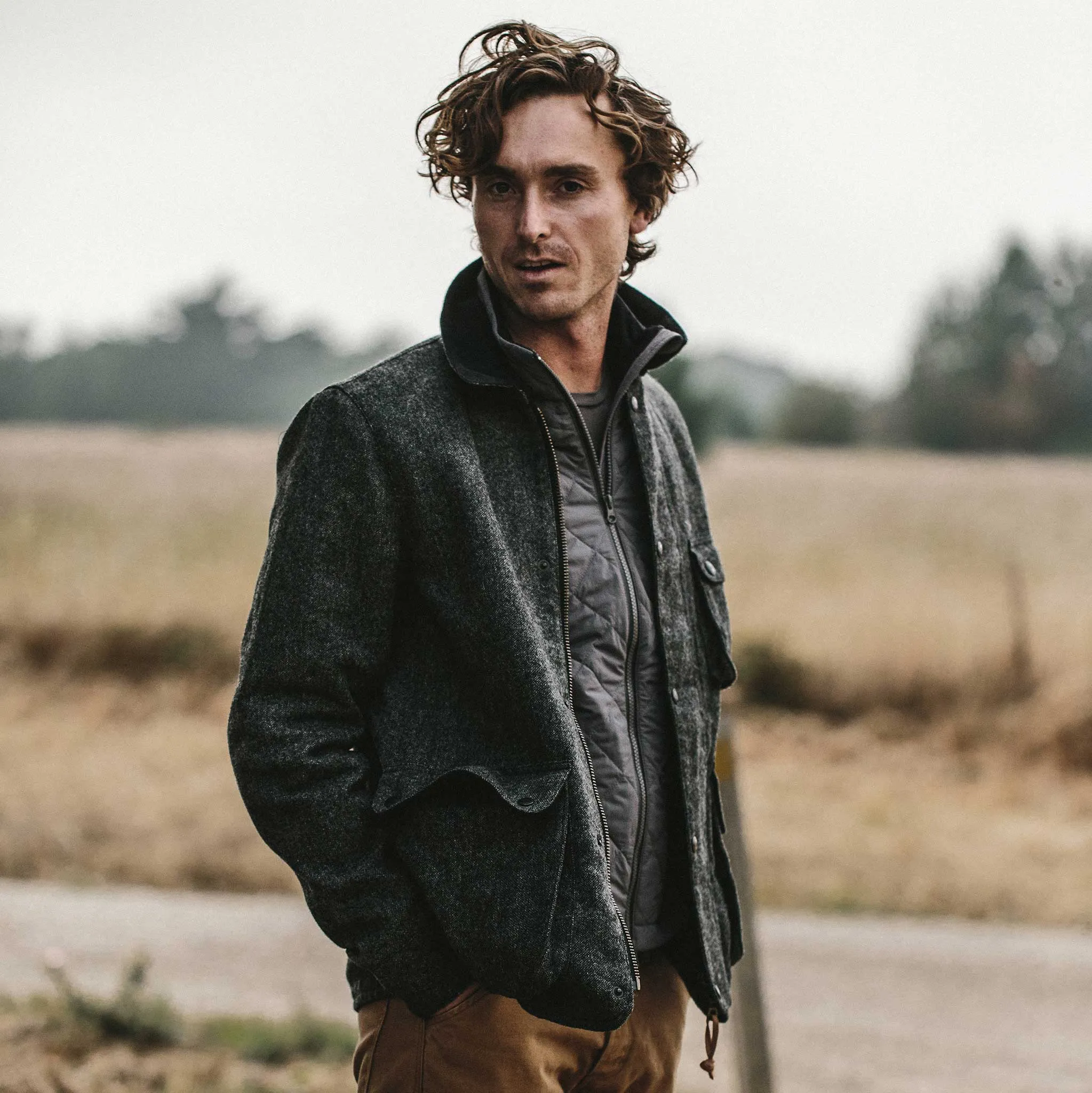 The Rover Jacket in Charcoal Birdseye Waxed Wool