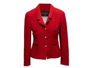 Vintage Red Chanel Boutique Fall/Winter 1993 Wool Blazer Size FR 38