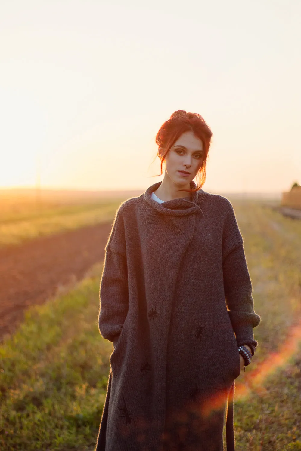 Warm long wool cardigan Anthill | VÉJA