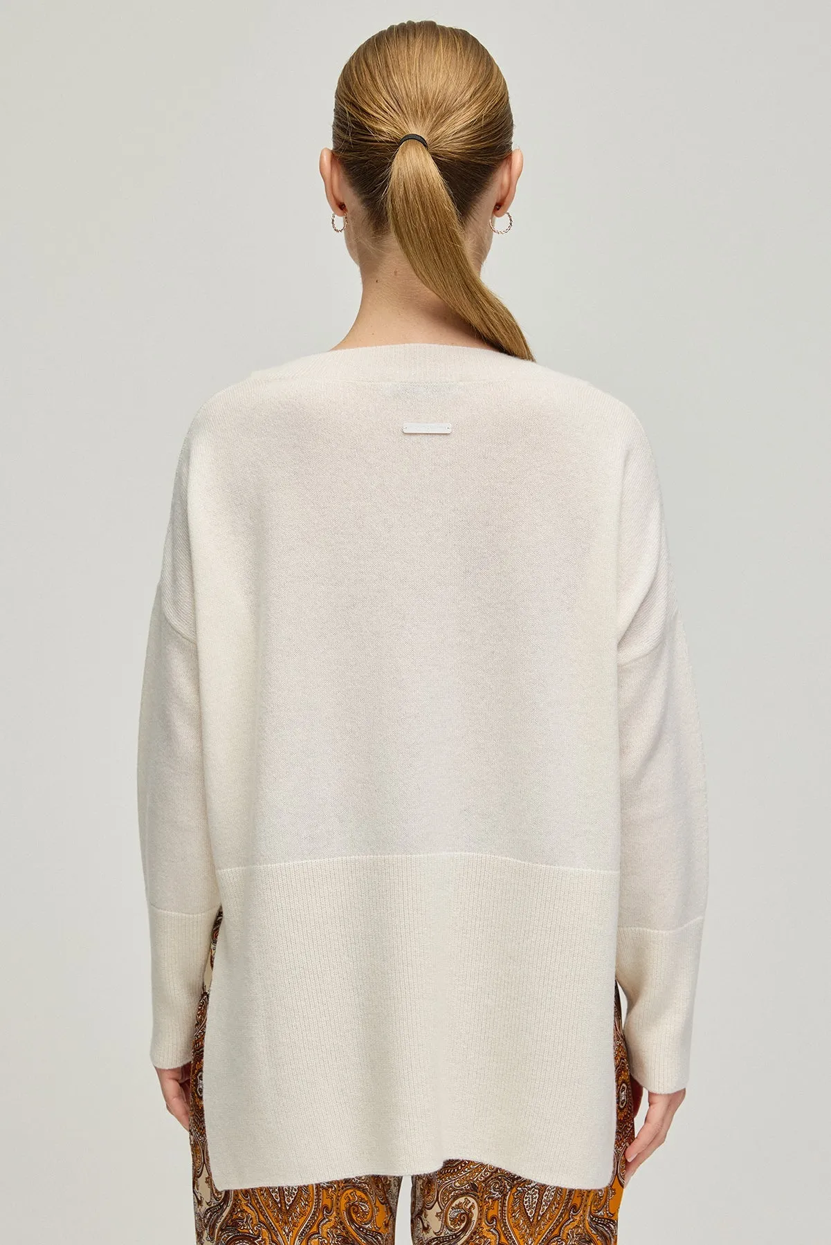 White Pure Cashmere Isabella Deep V-Neck Women's Sweater
