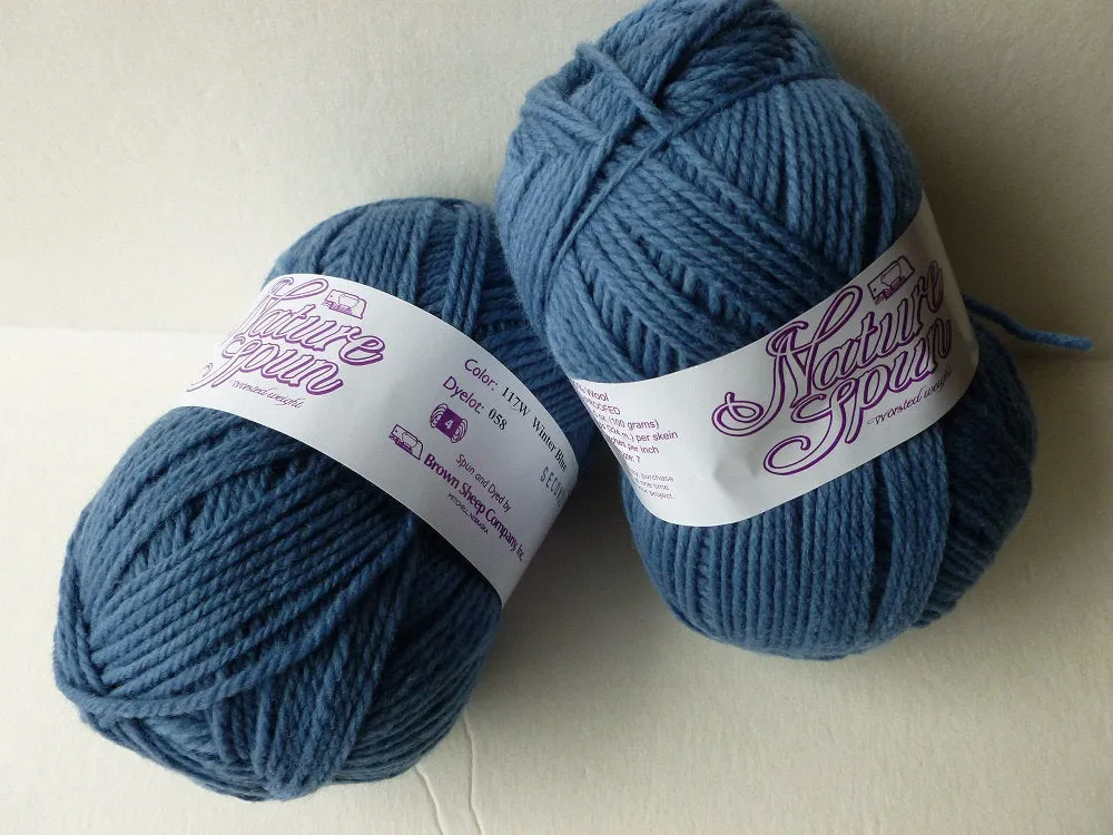 Winter Blue  Nature Spun Worsted - Seconds - by Brown Sheep Company, 100% Wool, Felting Yarn