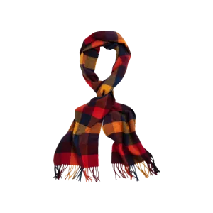 Wool Scarf - Checked Multicolour - Gold | Blue